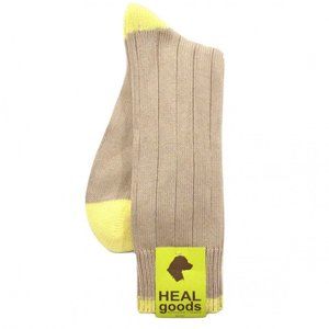Heal Goods Cotton mid-calf Heel & Toe Ribbed Boot Sock - Tan & Yellow (NWT)